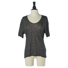 Schwarzes T-Shirt aus Leinenjersey mit weißen Streifen – BURBERRY BRIT