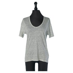 White linen jersey tee-shirt with black stripes BURBERRY BRIT