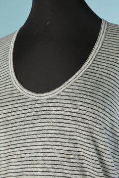 White linen jersey tee-shirt with black stripes BURBERRY BRIT