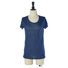 Indigoblaues T-Shirt aus Jersey und Leinen von BURBERRY BRIT