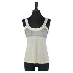 Grey jersey tank top with lace on the top edge NINA RICCI