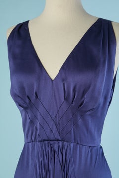 Night blue silk evening dress ROCHAS