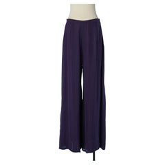 Purple silk trouser with striped pattern ROCHAS