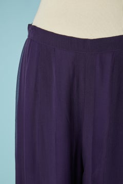 Purple silk trouser with striped pattern ROCHAS