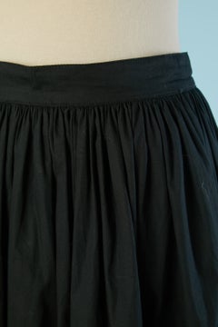 Black asymmetrical coton flair skirt with white ribbon appliqué ESCADA