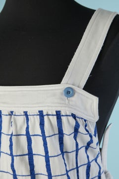 White cotton dress with blue check pattern COURREGES