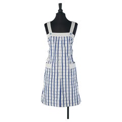 White cotton dress with blue check pattern COURREGES
