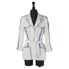 White rayon and linen jacket with nylon edge THIERRY MUGLER
