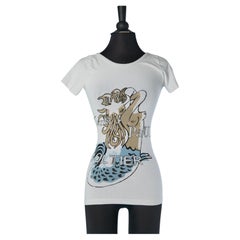 White jersey tee-shirt with mermaid jacquard on the front GAULTIER JEANS