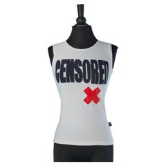 White sleeveless "Censored" tee-shirt GAULTIER JEANS