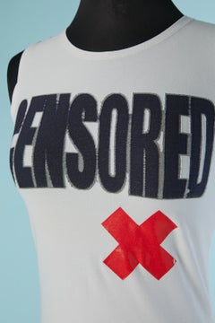 White sleeveless "Censored" tee-shirt GAULTIER JEANS