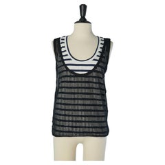 Gestreiftes, schwarz-gestreiftes Tanktop aus Netzstoff in Doppelschicht von JEAN-PAUL GAULTIER SOLEIL