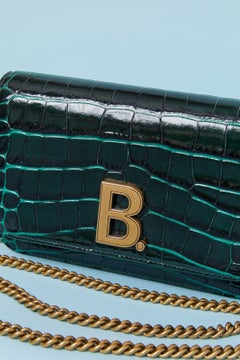 Forest green evening bag BALENCIAGA