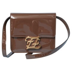 Chocolate brown patent leather shoulder bag FENDI
