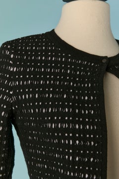 Black and white wool knit cardigan ALAIA
