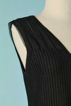 Black sleeveless cocktail dress with ruffles ALAIA