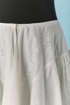 White cotton broderie anglaise circle skirt ALAIA