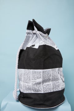 Black and white sailor bag with Gazette print on JOHN GALLIANO