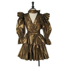 Gold lamé cocktail dress with ruffles DOLCE & GABBANA
