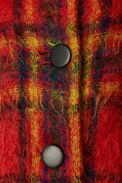 Red mohair short coat with Tartan pattern YVES SAINT LAURENT VARIATION