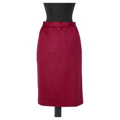 Burgundy wool pencil skirt SAINT LAURENT Rive Gauche