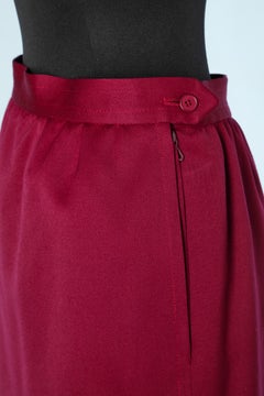 Burgundy wool pencil skirt SAINT LAURENT Rive Gauche