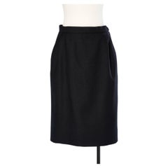 Navy blue wool pencil skirt YVES SAINT LAURENT Rive Gauche
