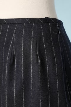 Marineblauer, mit Nadelstreifen versehener Bleistiftrock aus Wolle von YVES SAINT LAURENT Rive Gauche