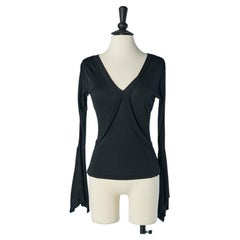 Black rayon jersey top with wide sleeve Yves saint laurent rIve Gauche