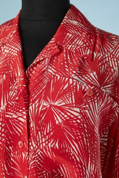 Red and white silk printed shirt SAINT LAURENT Rive Gauche
