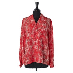Red and white silk printed shirt SAINT LAURENT Rive Gauche