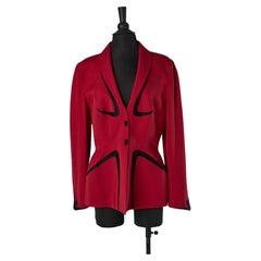 Red wool single breasted jacket with black inset THIERRY MUGLER