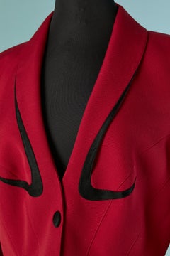 Red wool single breasted jacket with black inset THIERRY MUGLER
