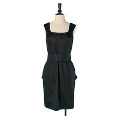 Black cotton cocktail dress with bow on the back THIERRY MUGLER