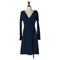 Navy blue cocktail dress with beadwork THIERRY MUGLER