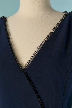 Navy blue cocktail dress with beadwork THIERRY MUGLER