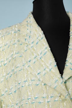 Chaqueta de tweed de color amarillo pálido y azul, de un solo pecho, de LOUIS FERAUD