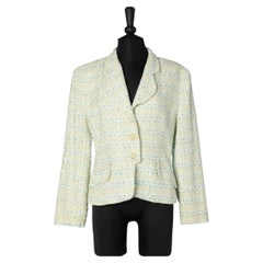 Chaqueta de tweed de color amarillo pálido y azul, de un solo pecho, de LOUIS FERAUD