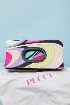 Printed fabric top handle bag with leather piping EMILIO PUCCI
