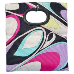Printed fabric top handle bag with leather piping EMILIO PUCCI
