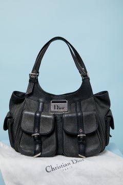 Borsa a tracolla in pelle grigia con tasca CHRISTIAN DIOR disegnata da JOHN GALLIANO