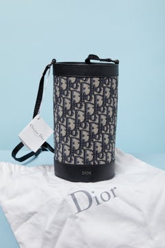 Leather and monogram canevas bottle holder bag on strap CHRISTIAN DIOR