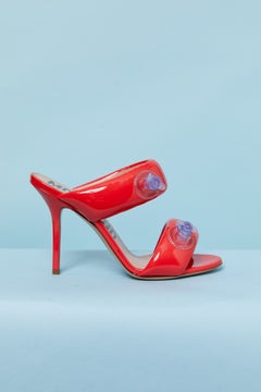 Red high heel sandal MOSCHINO