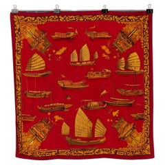 Silk printed Twill Carré " Jonques et Sampans" Hermès