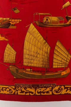 Silk printed Twill Carré " Jonques et Sampans" Hermès