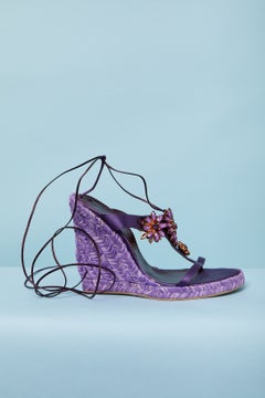 Purple Plateforme sandals with rhinestone embellishment EMANUEL UNGARO