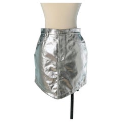 Silver coated denim mini skirt ALEXANDRE VAUTHIER