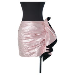 Pink lamé draped mini skirt with side ruffle ALEXANDRE VAUTHIER Cruise 2018