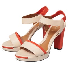 Beige and orange leather sandals FENDI