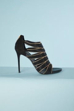 Black rhinestone sandal with zip edge RENE CAOVILLA
